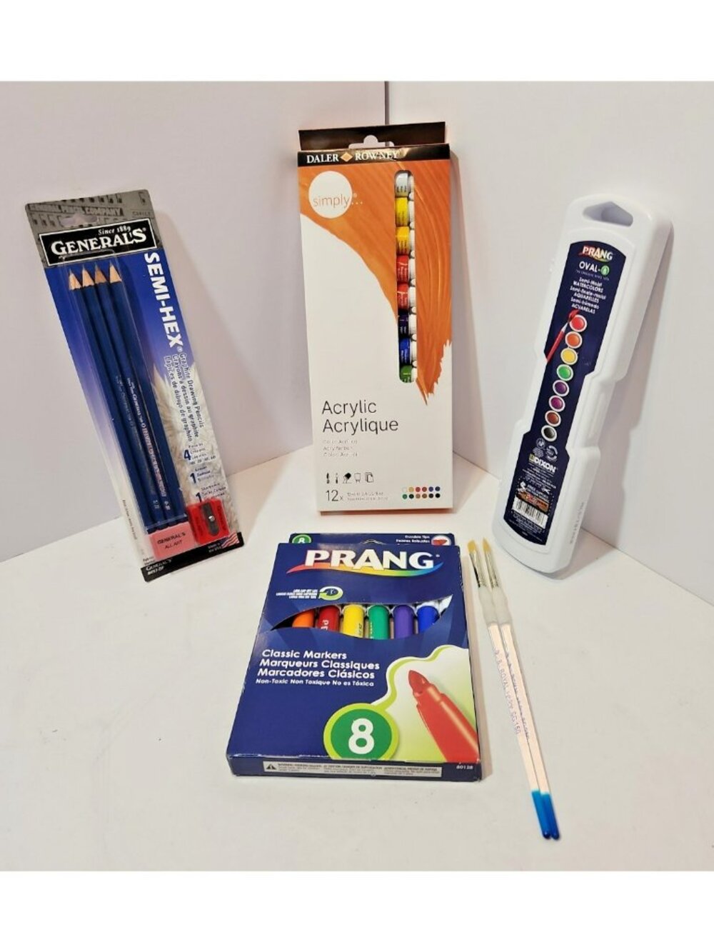 Lot of Art Supplies Prang Acrylics & Markers & Watercolors Generals Graphite Set